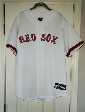Majestic White Red Boston Red Sox Button-Front Jersey